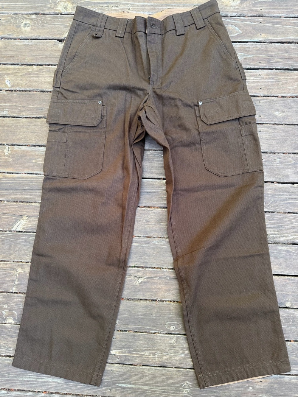 Duluth Trading Co Fire Hose Relaxed Fit Cargo Work Pants Men’s 37x32 Brown 92204